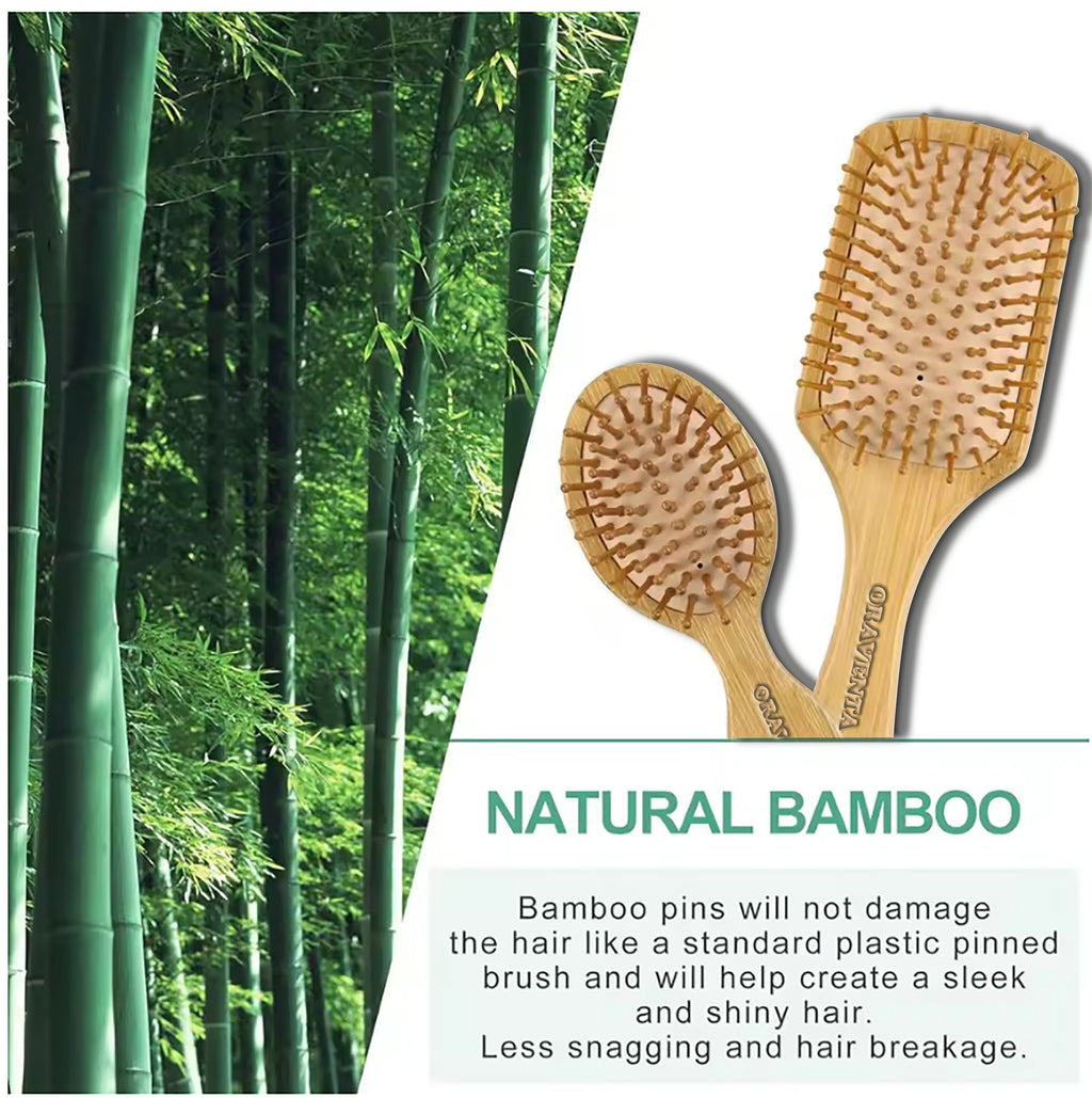 Bamboo Hairbrush and Air Cushion Comb Set