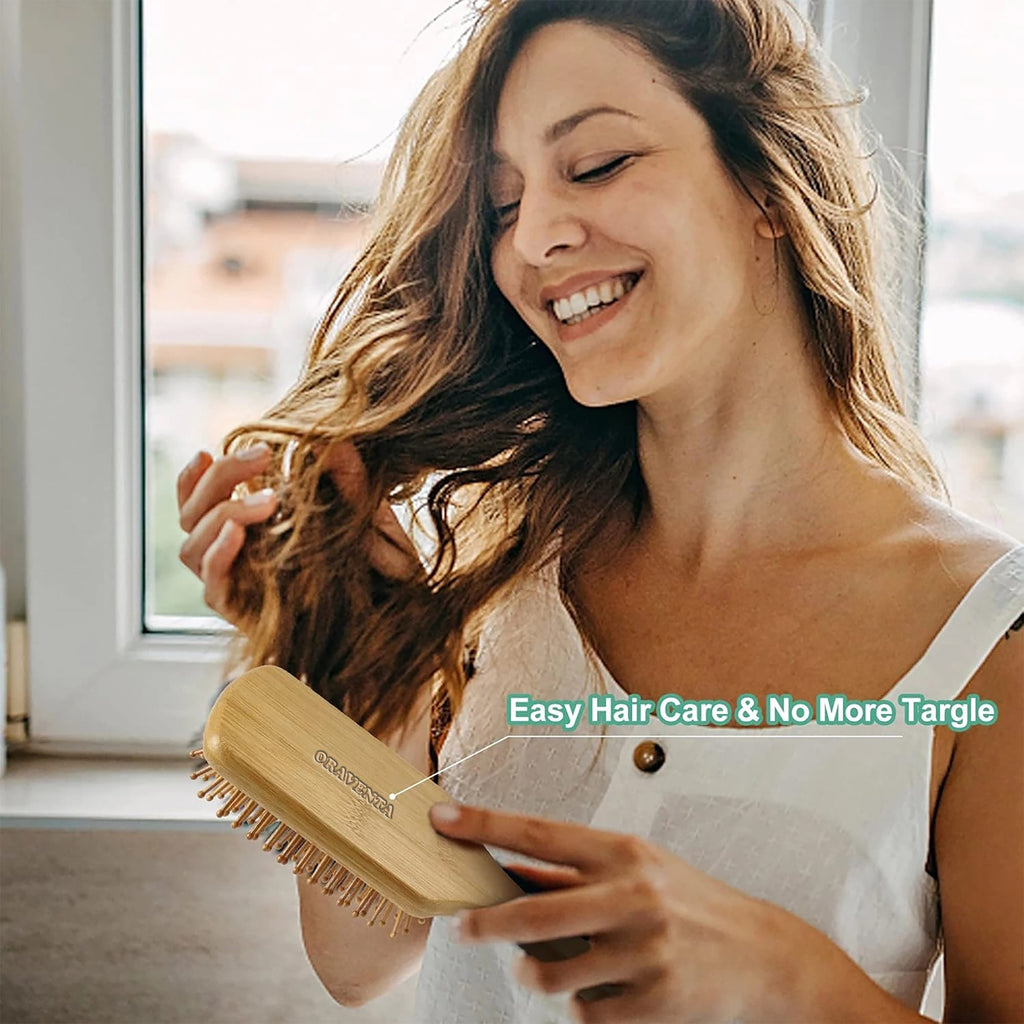Bamboo Hairbrush and Air Cushion Comb Set