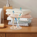 Eco Friendly Bamboo Toothbrush Holder Stand Organizer for Bathroom Countertop Wood Grain Design Space Efficient Hygienic