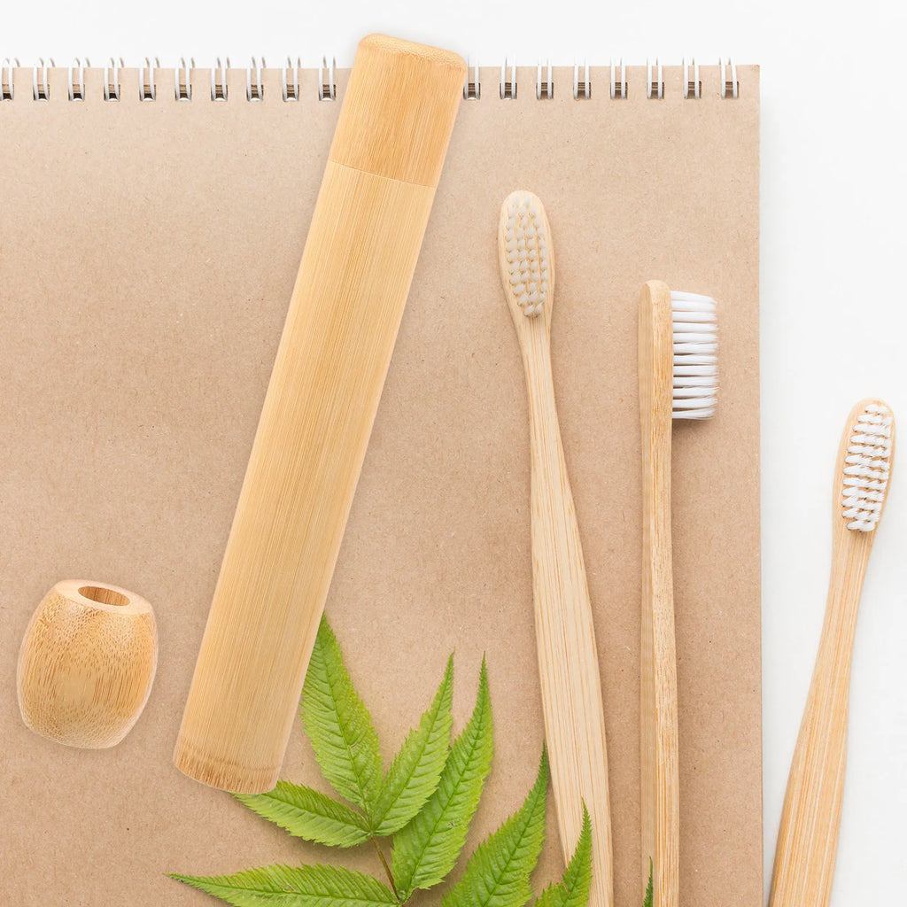 1 Set Bamboo Toothbrush Storage Stand Compact Travel Case