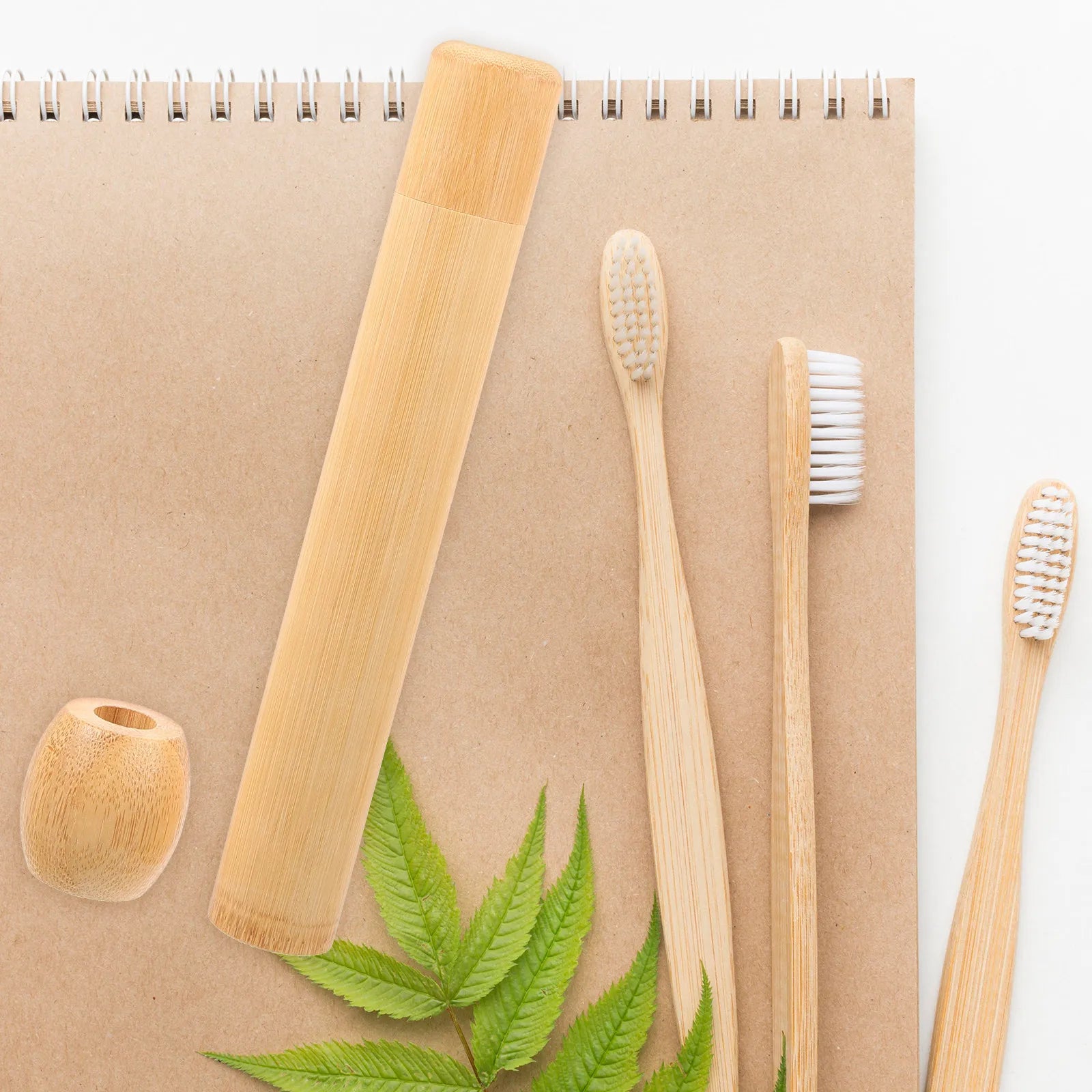 1 Set Bamboo Toothbrush Storage Stand Compact Travel Case