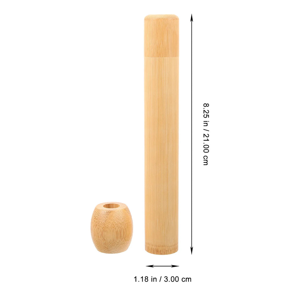 1 Set Bamboo Toothbrush Storage Stand Compact Travel Case